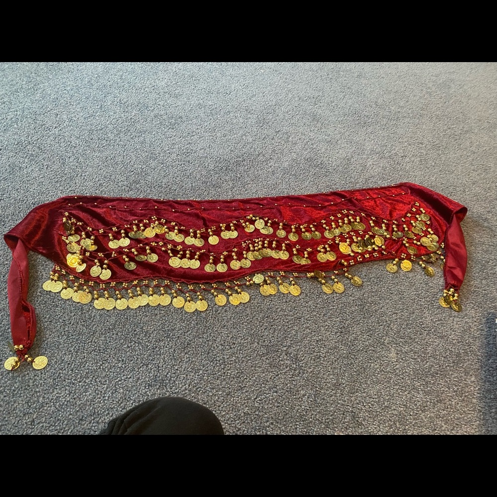 Gypsy belt - maroon with gold coins